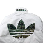 adidas 90年代 リバーシブル パデット ナイロンジャケット ウィンドブレーカー O マルチカラー ホワイト 総柄 ポリエステル 中綿 トレフォイルロゴ バックプリント 銀タグ ビッグサイズ