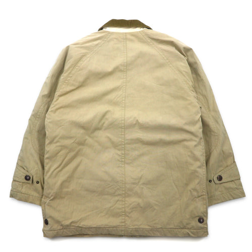90年代 LUC SAINT ALBAN ハンティングジャケット カバーオール L ベージュ 襟コーデュロイ エルボーパッチ
