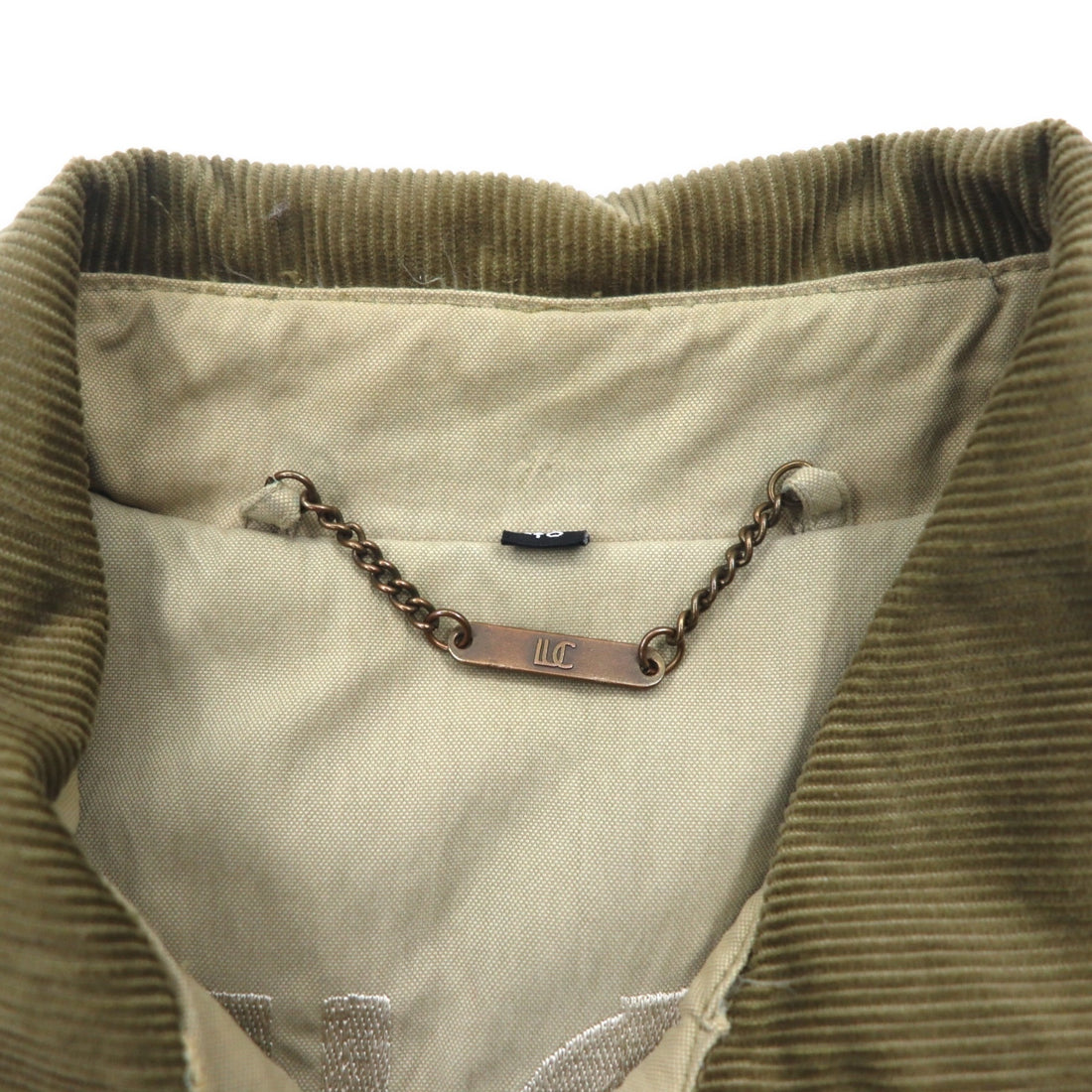 90s LUC SAINT ALBAN Hunting Jacket Coverall L Beige Corduroy Collar Elbow Patch