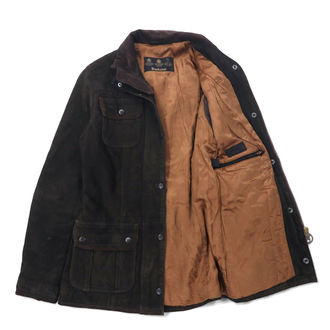 Barbour Utility Nubuck Leather Jacket Motorcycle Jacket 8 Brown L1270 UTILITY NUBUCK LEATHER JACKET