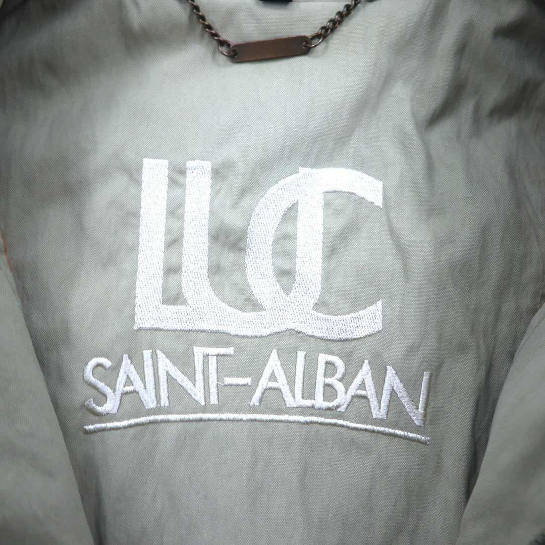 90s LUC SAINT ALBAN Hunting Jacket Coverall L Beige Corduroy Collar Elbow Patch