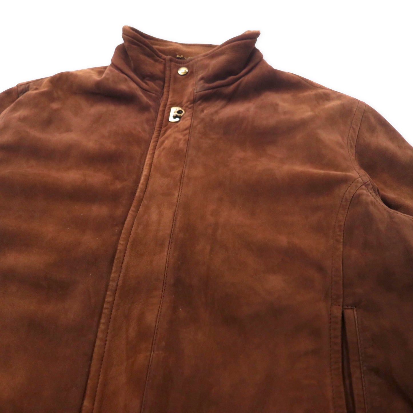 Salvatore Ferragamo Italian MADE Leather Riders Jacket 54 Brown Ganchini  Button Vintage
