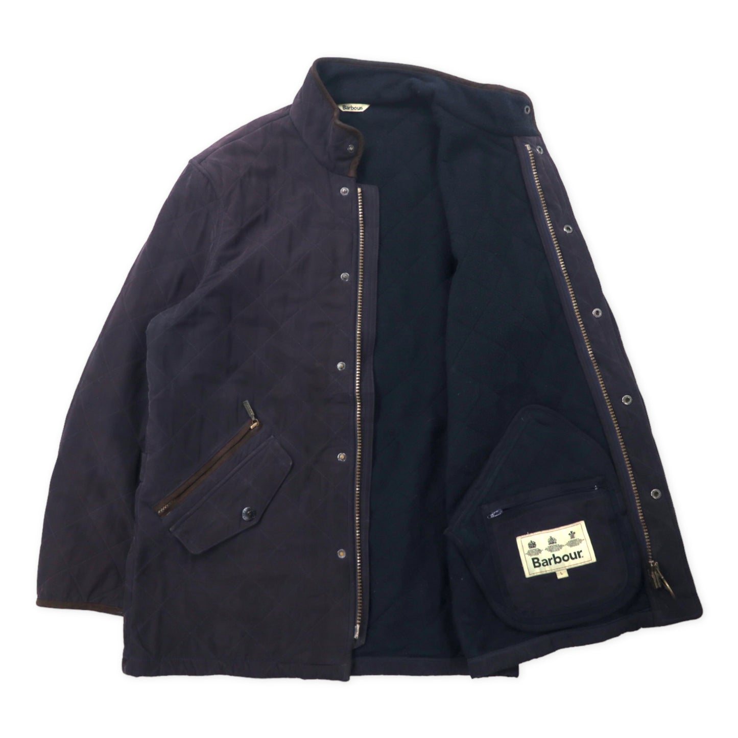 Barbour キルティングジャケット L ネイビー ブラウン ポリエステル Bowden Quilt Jacket MQU0615NY91