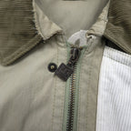 90s LUC SAINT ALBAN Hunting Jacket Coverall L Beige Corduroy Collar Elbow Patch