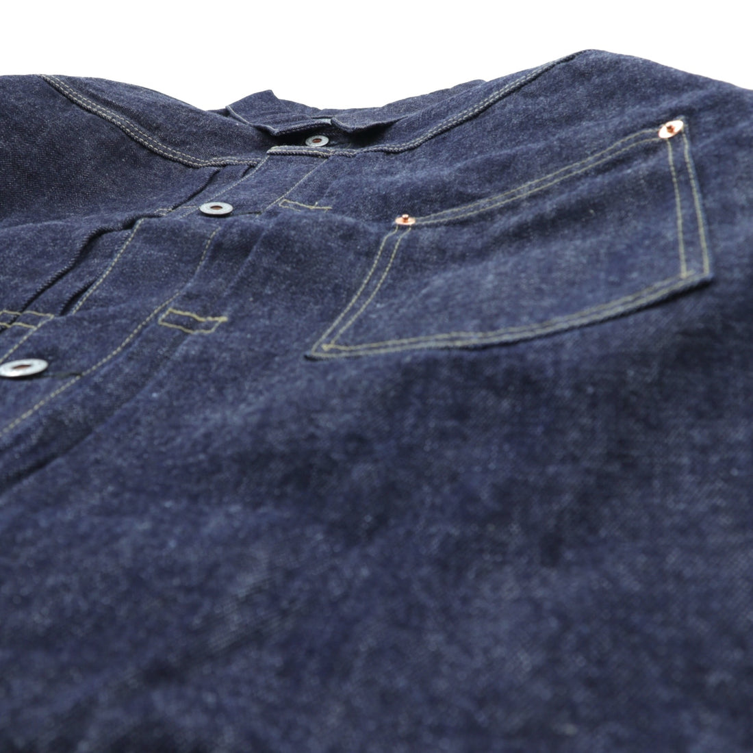 VINTAGE レプリカ 1st タイプ 大戦モデル デニムジャケット Gジャン XL インディゴ 13.5OZ セルヴィッチ 赤耳 シンチバック プリーツ 月桂樹ボタン 復刻 未使用品