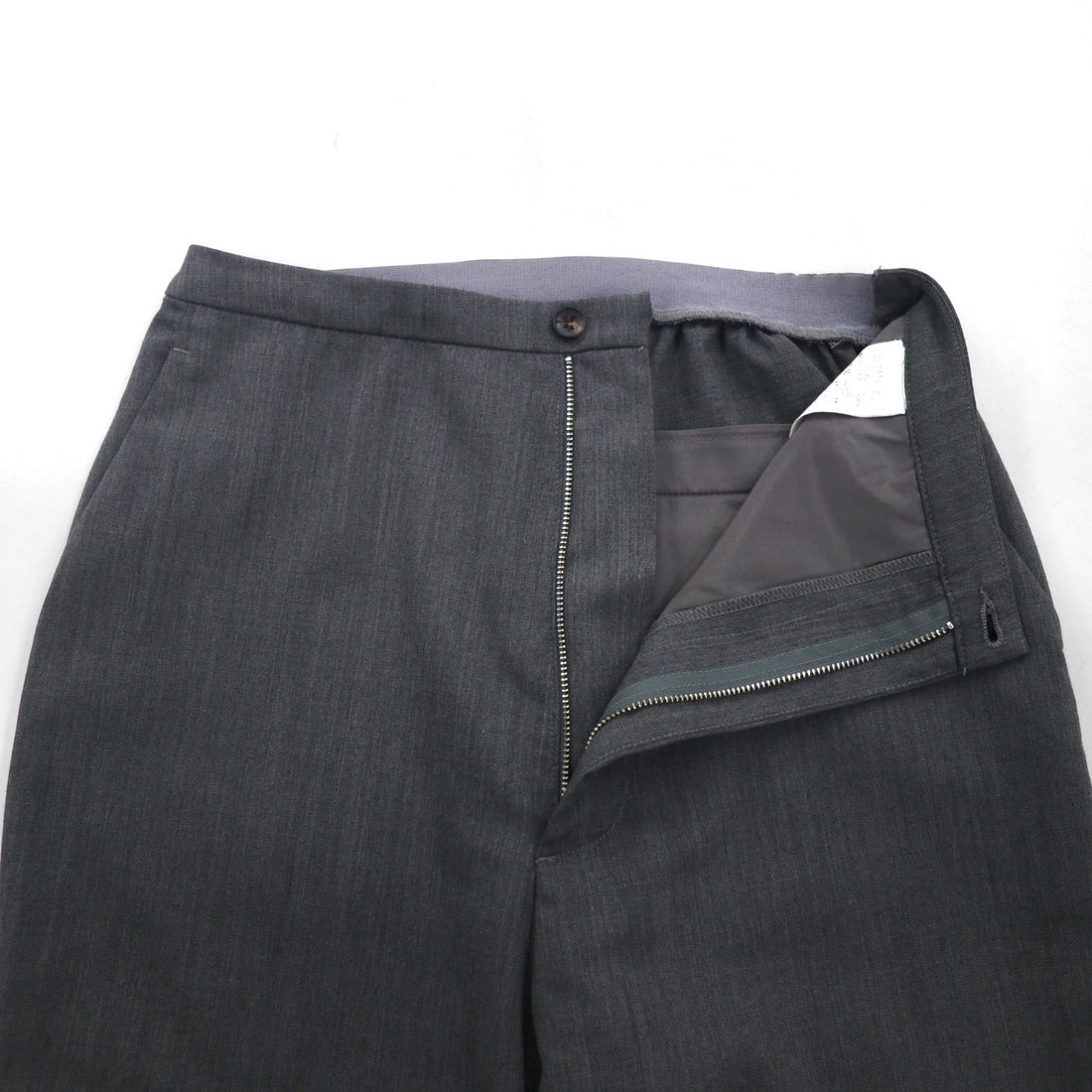 BASISBROEK ベルギー製 イージー スラックスパンツ M グレー ポリエステル ストレッチ