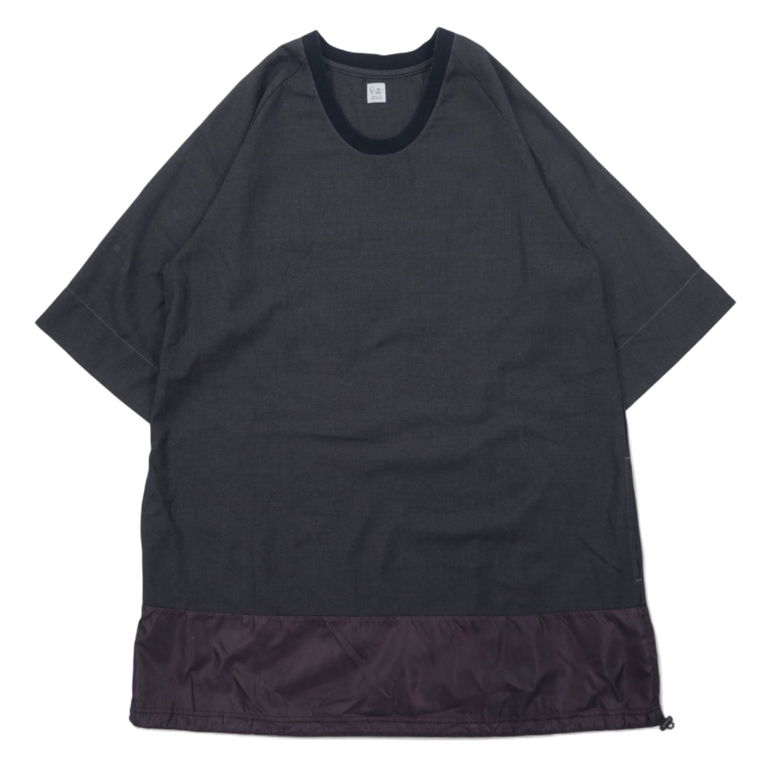 RYU ポンチョシャツ ドローコード Tシャツ FREE グレー ポリエステル レーヨン 異素材切り替え 日本製