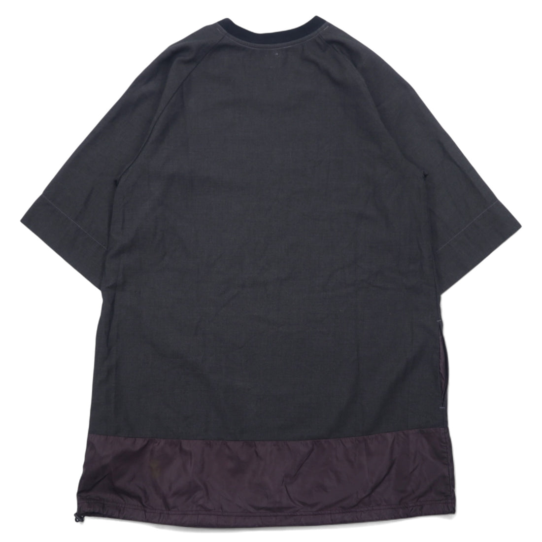 RYU ポンチョシャツ ドローコード Tシャツ FREE グレー ポリエステル レーヨン 異素材切り替え 日本製