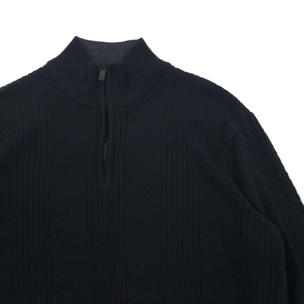 Calvin Klein ハーフジップ ジャガード ニット セーター L ブラック コットン