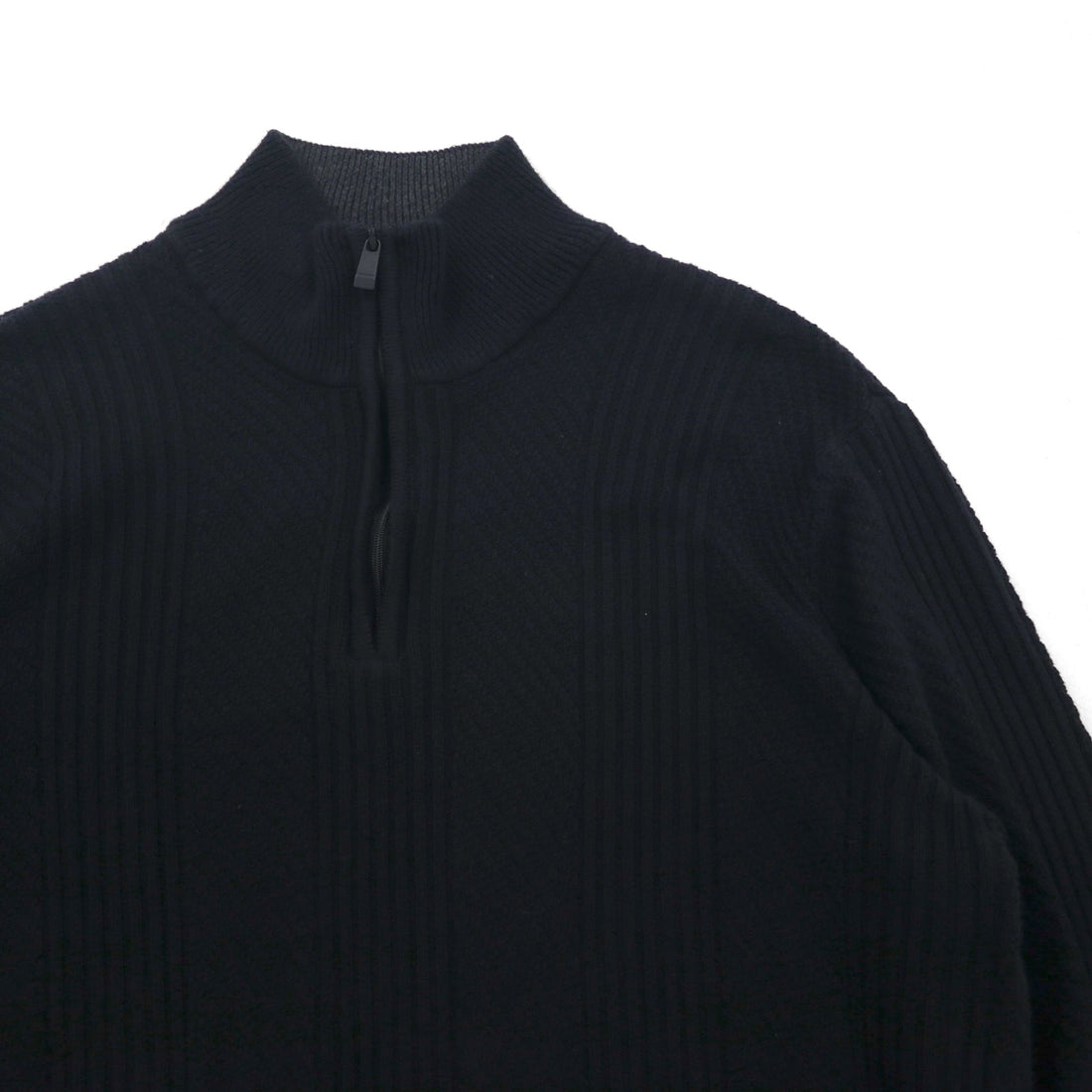 Calvin Klein ハーフジップ ジャガード ニット セーター L ブラック コットン