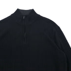 Calvin Klein ハーフジップ ジャガード ニット セーター L ブラック コットン