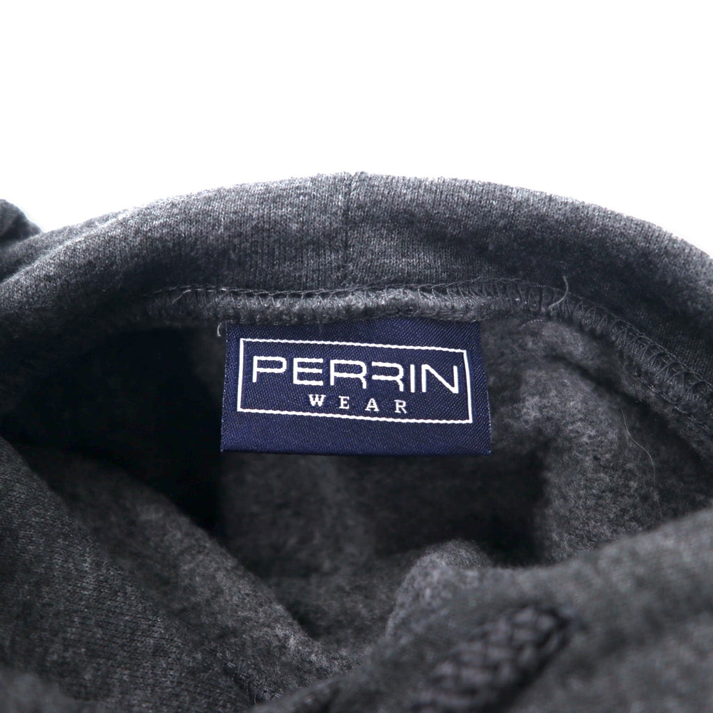 PERRIN WEAR College Print Pullover Hoodie, Medium, Grey, Cotton, Fleece Lining, Brooklyn