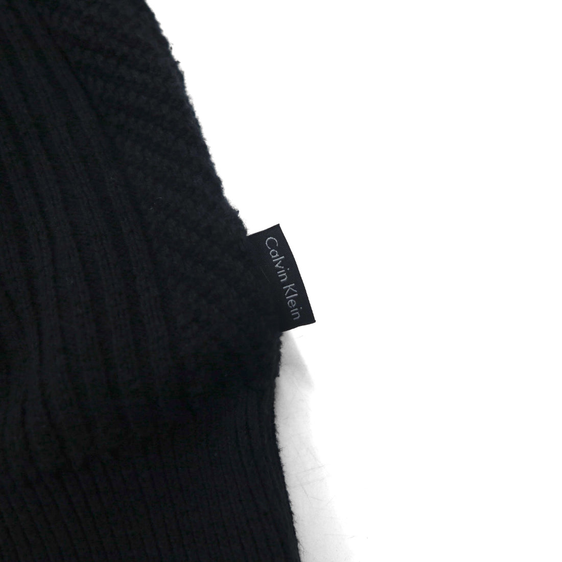 Calvin Klein ハーフジップ ジャガード ニット セーター L ブラック コットン