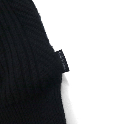 Calvin Klein Half-Zip Jacquard Knit Sweater, Size L, Black Cotton