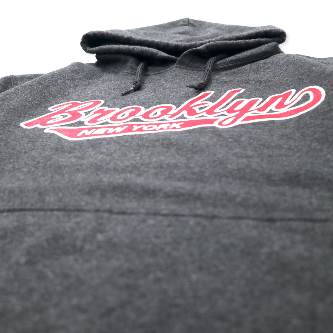 PERRIN WEAR College Print Pullover Hoodie, Medium, Grey, Cotton, Fleece Lining, Brooklyn