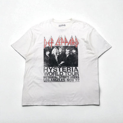 DEF LEPPARD Official Rock Band T-Shirt 2XL White HYSTERIA WORLD TOUR Made in Mexico