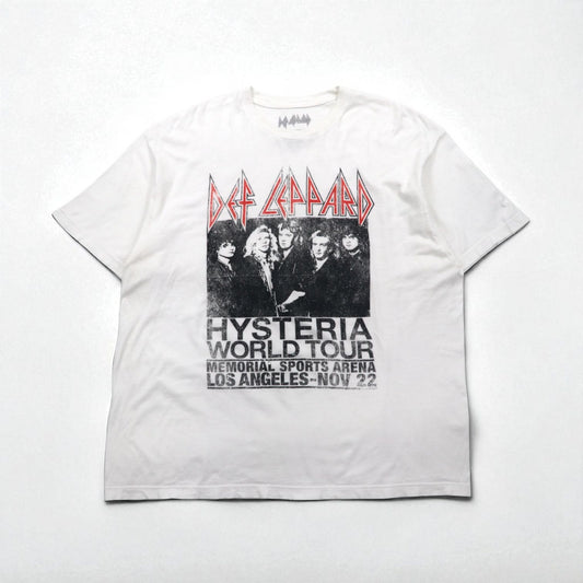 DEF LEPPARD Official Rock Band T-Shirt 2XL White HYSTERIA WORLD TOUR Made in Mexico