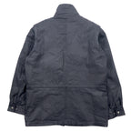 TOWN by London Fog 90s Stand Collar Leather Car Coat Padded Double Zip Jacket L Black Drawcord