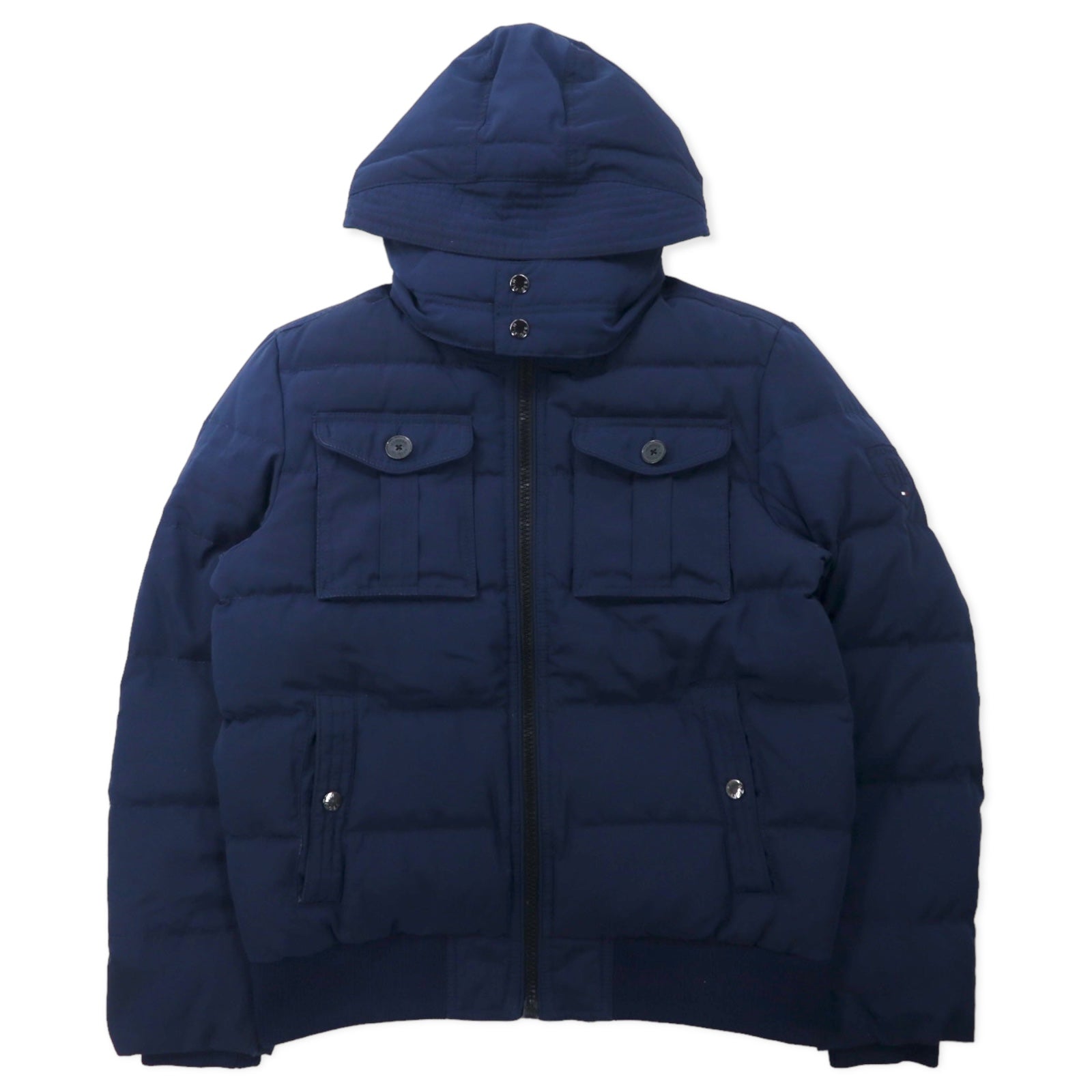 日本然リトテ-古着オンライン-TOMMY HILFIGER ダウンジャケット M ネイビー ポリエステル フード着脱式-TOMMY HILFIGER PUFFER JACKET M Navy Polyester Hoodie Detachable