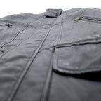 TOWN by London Fog 90s Stand Collar Leather Car Coat Padded Double Zip Jacket L Black Drawcord