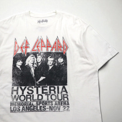 DEF LEPPARD Official Rock Band T-Shirt 2XL White HYSTERIA WORLD TOUR Made in Mexico