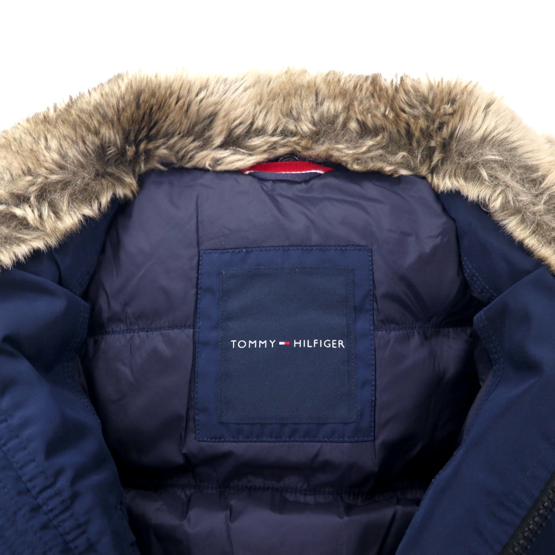 TOMMY HILFIGER Down Jacket M Navy Polyester Detachable Hood