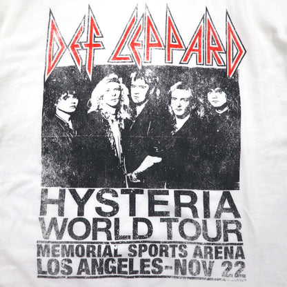 DEF LEPPARD Official Rock Band T-Shirt 2XL White HYSTERIA WORLD TOUR Made in Mexico