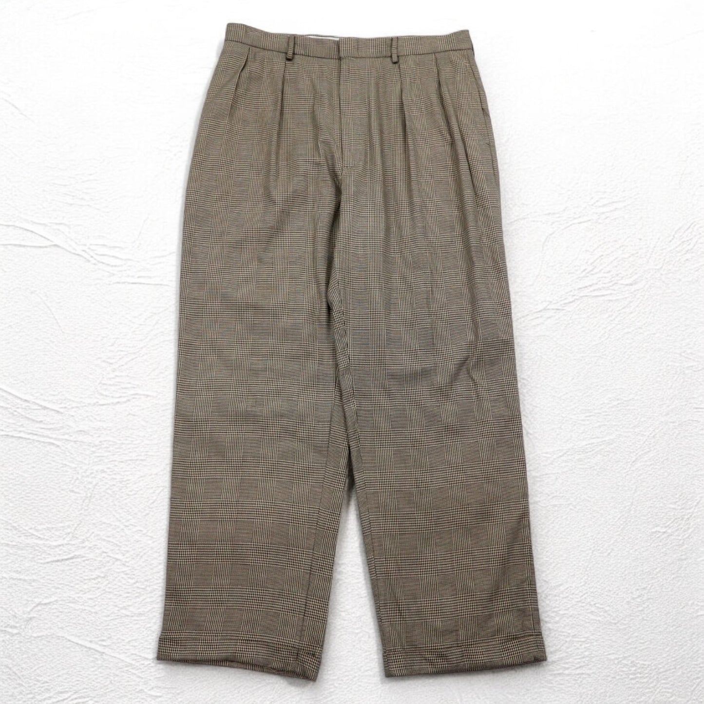 Polo by Ralph Lauren 90年代 タック ワイド スラックスパンツ L グレンチェック サスペンダーボタン
