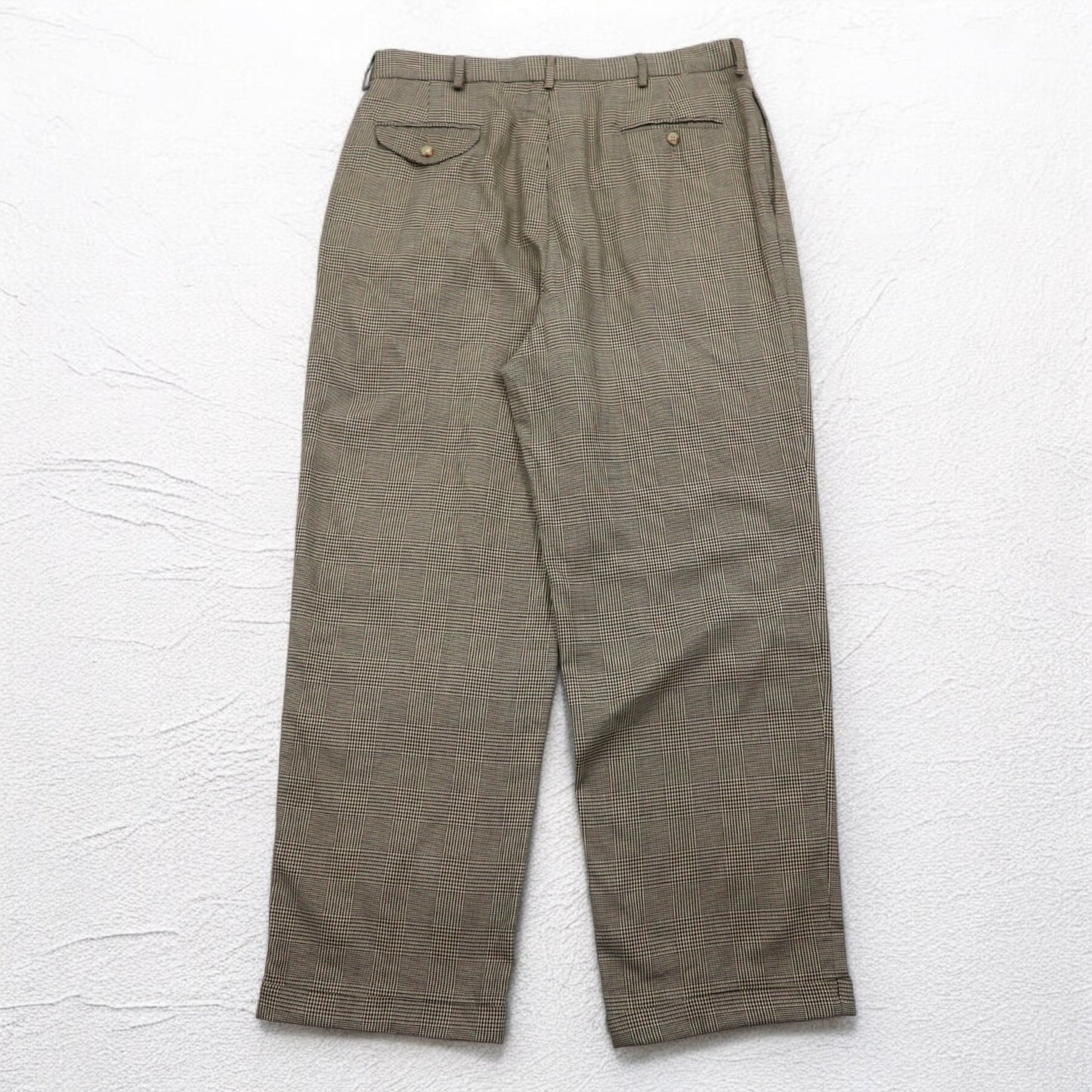 Polo by Ralph Lauren 90年代 タック ワイド スラックスパンツ L グレンチェック サスペンダーボタン