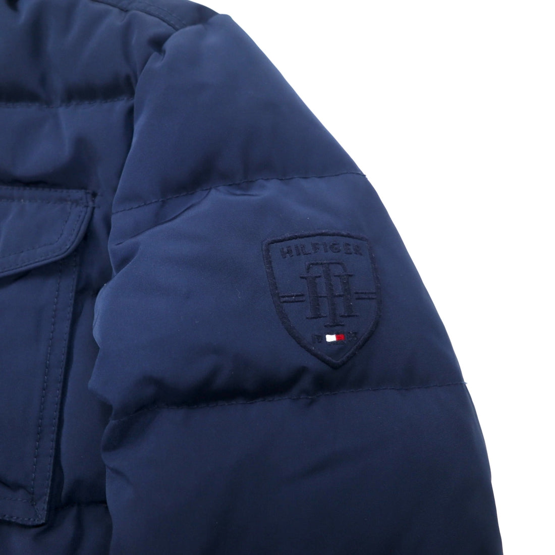 TOMMY HILFIGER Down Jacket M Navy Polyester Detachable Hood