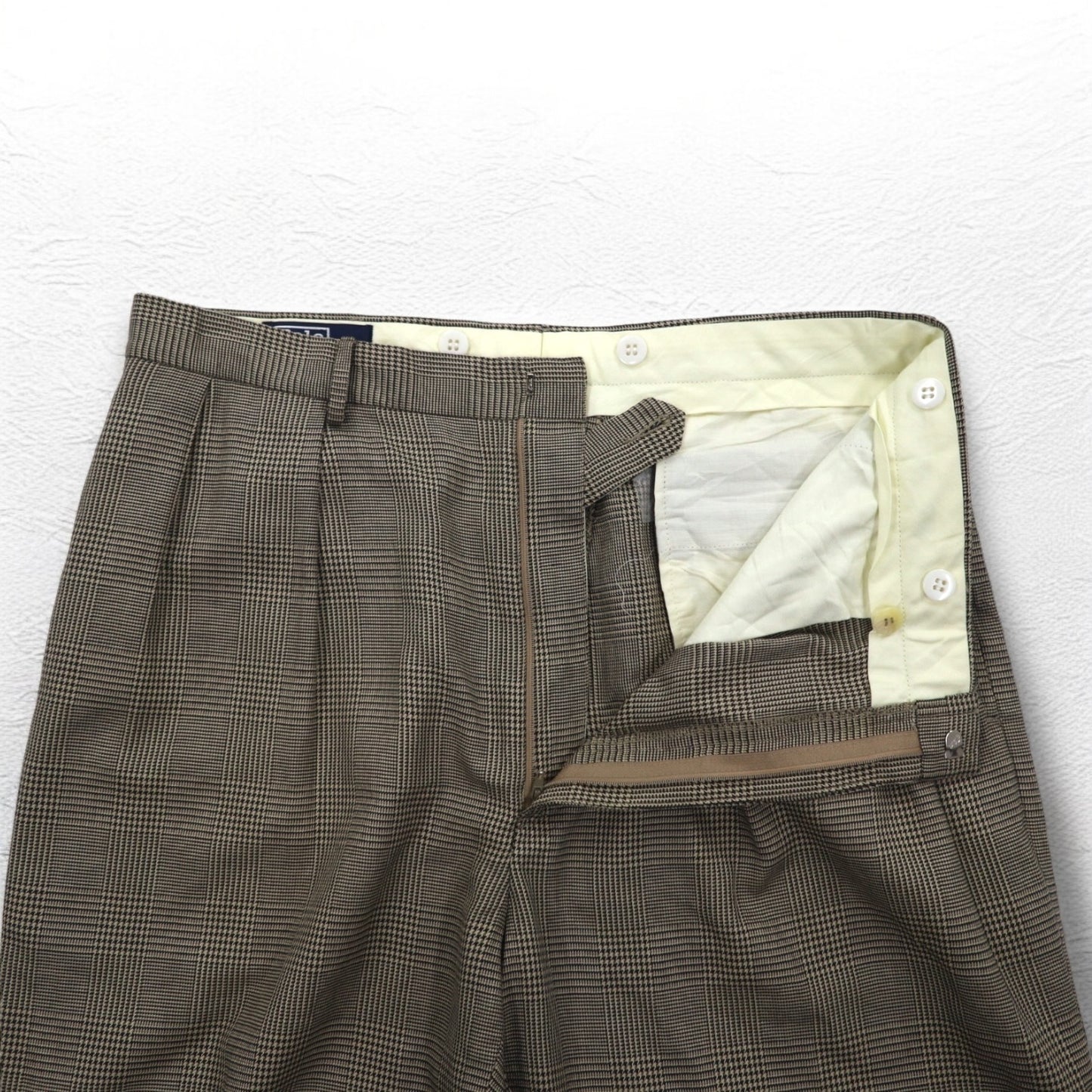 Polo by Ralph Lauren 90年代 タック ワイド スラックスパンツ L グレンチェック サスペンダーボタン