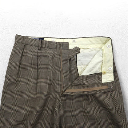 Polo by Ralph Lauren 90年代 タック ワイド スラックスパンツ L グレンチェック サスペンダーボタン