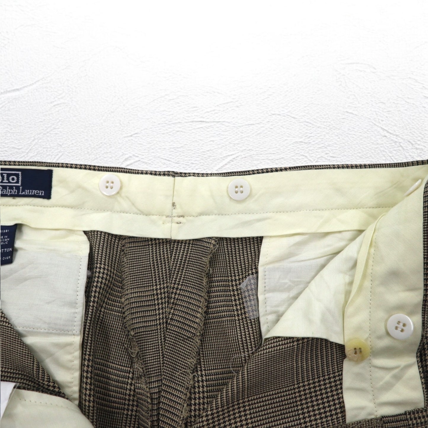 Polo by Ralph Lauren 90年代 タック ワイド スラックスパンツ L グレンチェック サスペンダーボタン