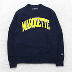 Champion プレミアム リバースウィーブ REVERSE WEAVE カレッジプリント スウェット L ネイビー MARQUETTE アーチロゴ