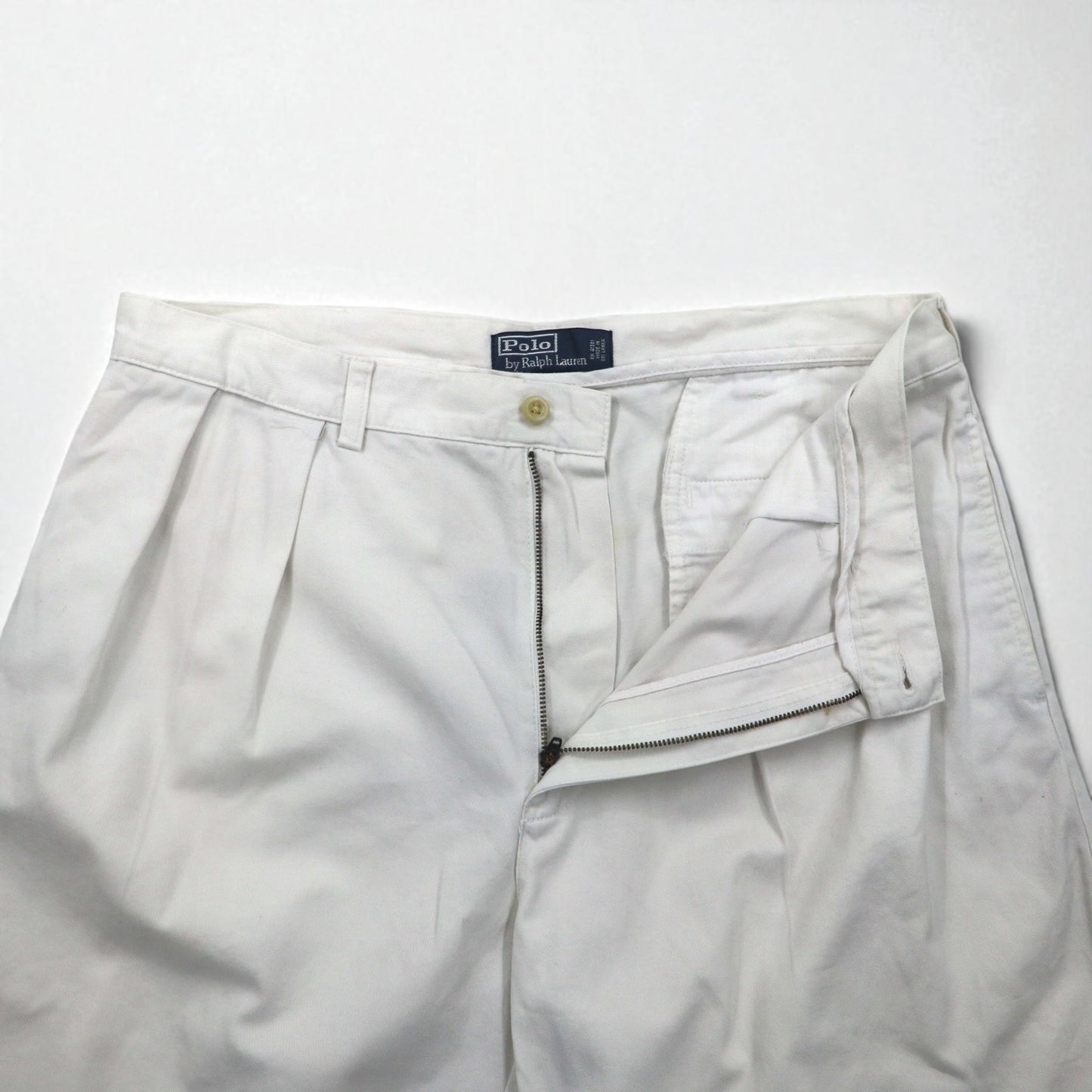 Polo by Ralph Lauren 90年代 ポロチノ TYLER FIT 2タック ショートパンツ ハーフパンツ L ベージュ コットン