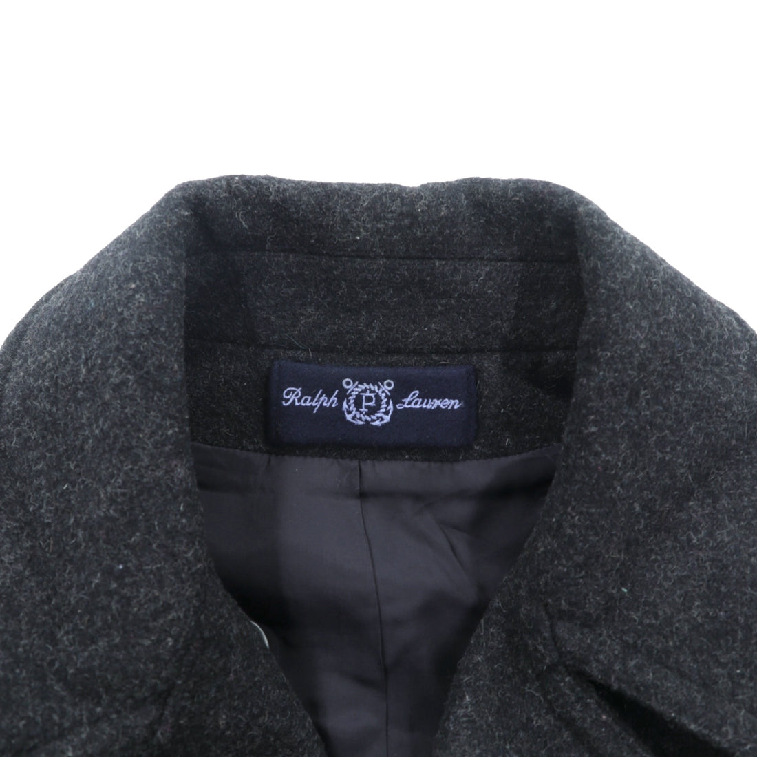 POLO SPORT RALPH LAUREN 90s Double-Breasted Pea Coat, Size M, Gray, Melton, Chin Strap, Made in Japan