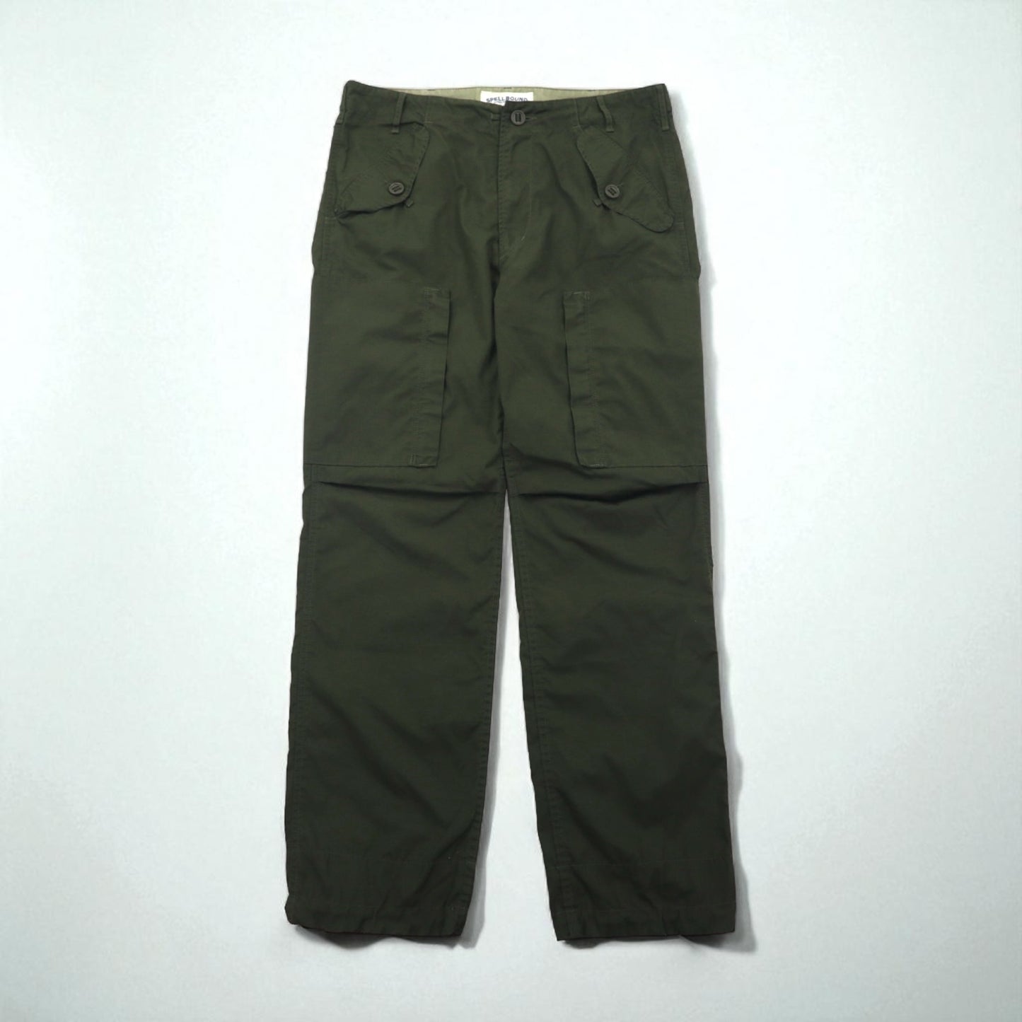 SPELLBOUND (Domingo) Made in Japan Field Cargo Pants, Size M, Khaki, Polyester, 43-478X