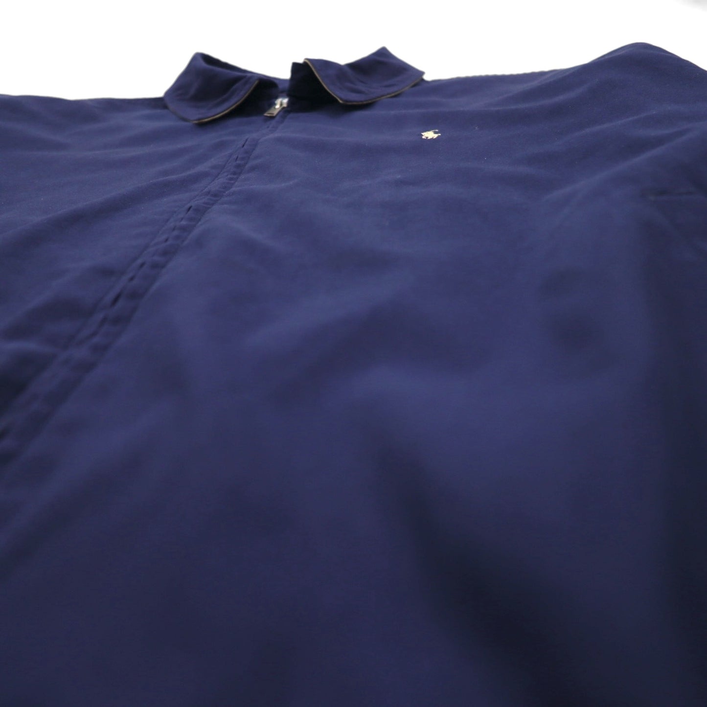 Polo by Ralph Lauren 90年代 スウィングトップ ハリントンジャケット XL ネイビー ポリエステル 裏地チェック スモールポニー刺繍