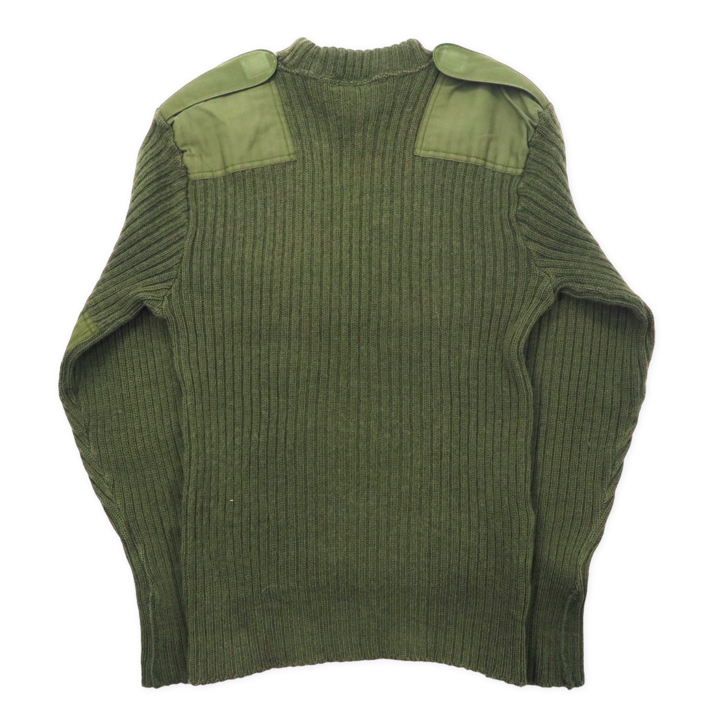 British Army 90's Command Knit Sweater L KHAKI Wool Military Elbow ...