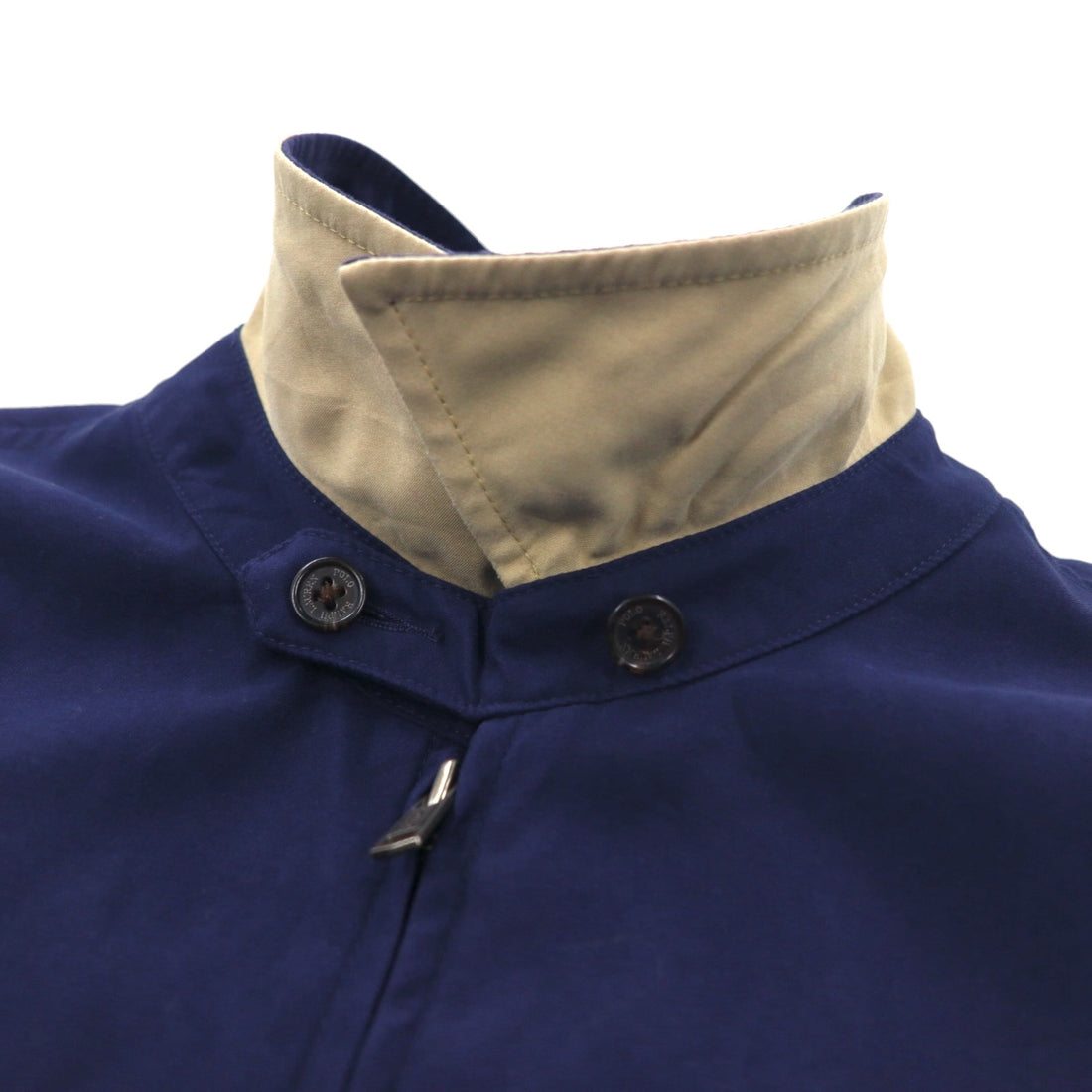 Polo by Ralph Lauren 90s Swing Top Harrington Jacket XL Navy Polyester Check Lining Small Pony Embroidery