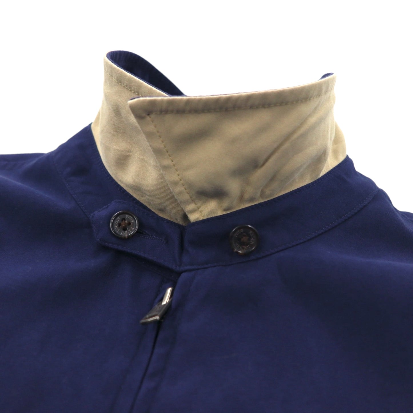 Polo by Ralph Lauren 90年代 スウィングトップ ハリントンジャケット XL ネイビー ポリエステル 裏地チェック スモールポニー刺繍