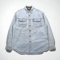 HARLEY DAVIDSON Ice Wash Denim Shirt L Light Blue Cotton Back Logo Embroidered