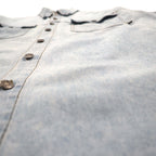 HARLEY DAVIDSON Ice Wash Denim Shirt L Light Blue Cotton Back Logo Embroidered