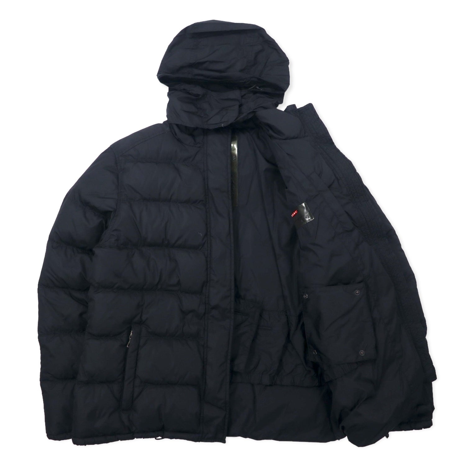 PRADA SPORTS Puffer Jacket 42 Black Nylon Hoodie Retractable 1A8018 Italy  Made – 日本然リトテ