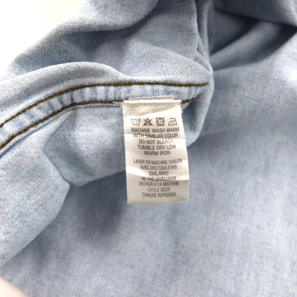 HARLEY DAVIDSON Ice Wash Denim Shirt L Light Blue Cotton Back Logo Embroidered