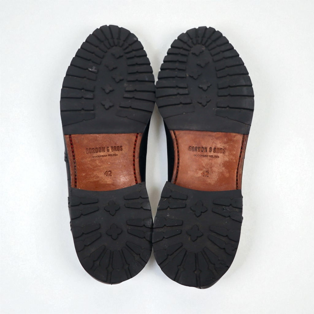 GORDON &amp; BROS Wingtip Dress Shoes, Size 27cm, Leather, Lug Sole, Goodyear Welt Construction, Medallion LEVET