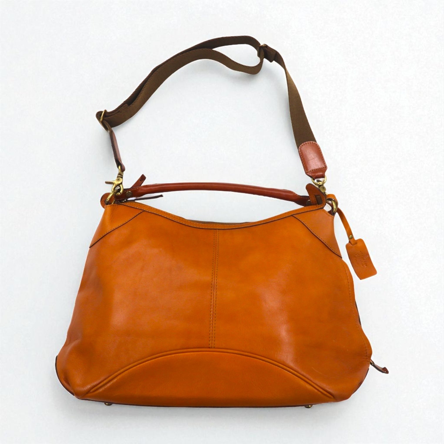 quadro 2WAY Leather Shoulder Bag Camel Made in Japan