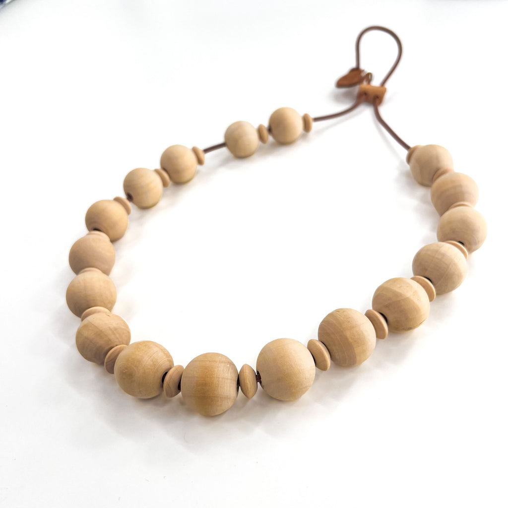 nodzoku ウッドボール ネックレス ベージュ ブラウン Collier. While Natural Wood Ball ヌメ革