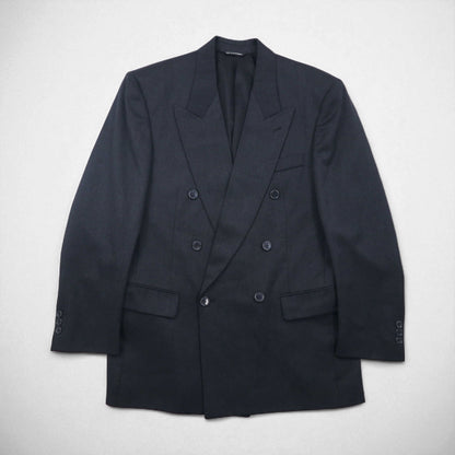 80s Canada UNION MADE Vintage Blazer BOSA. 80s Canadian-made double-breasted blazer with peaked velvet, size L. Union Made with ACTWU tag. Exclusively made by Jack Fraser.