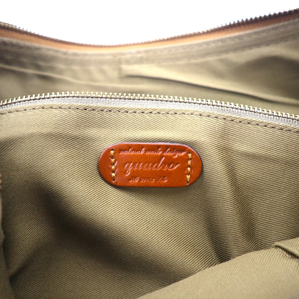 quadro 2WAY Leather Shoulder Bag Camel Made in Japan
